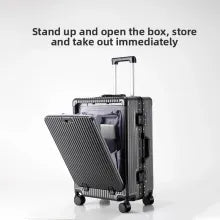 Front-Open Aluminum Frame Travel Suitcase