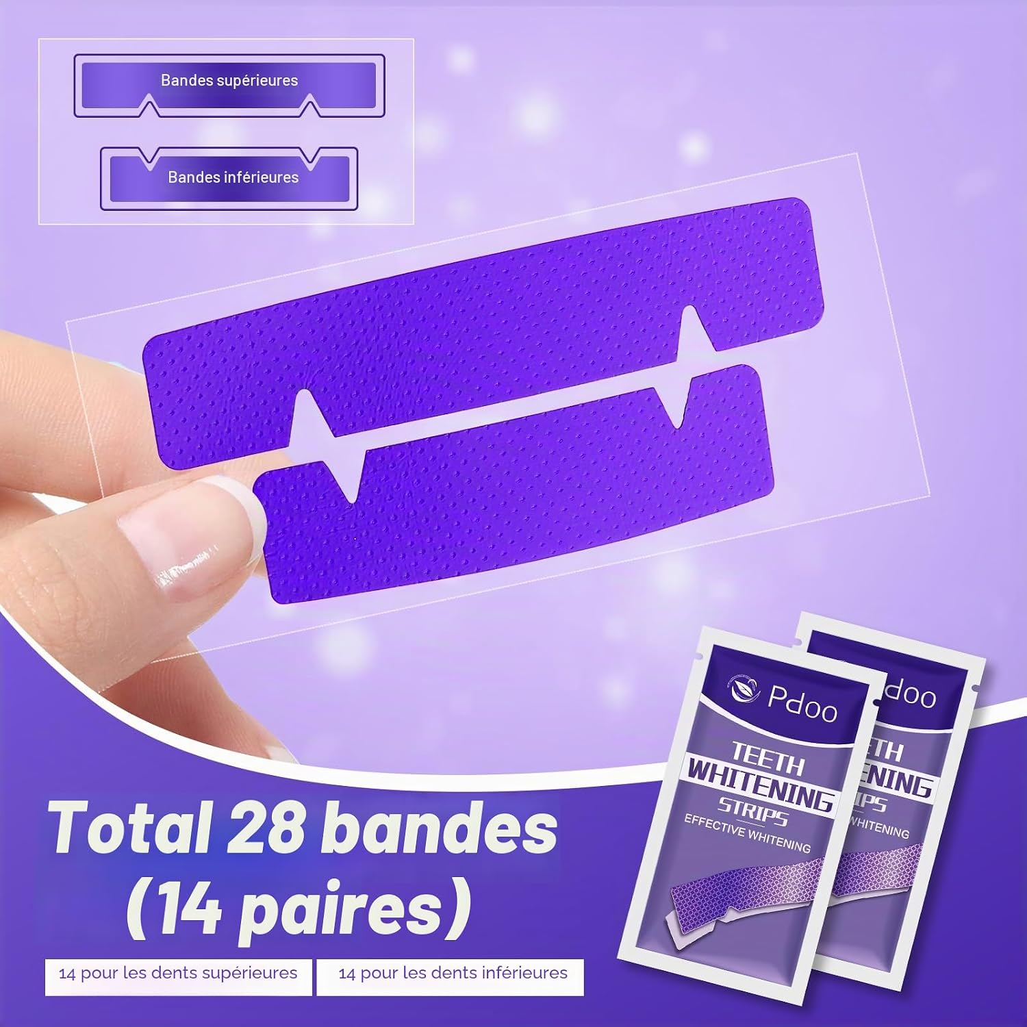 Pdoo Purple Teeth Whitening Strips – 28 Strips (14-Day Kit)