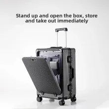 Front-Open Aluminum Frame Travel Suitcase