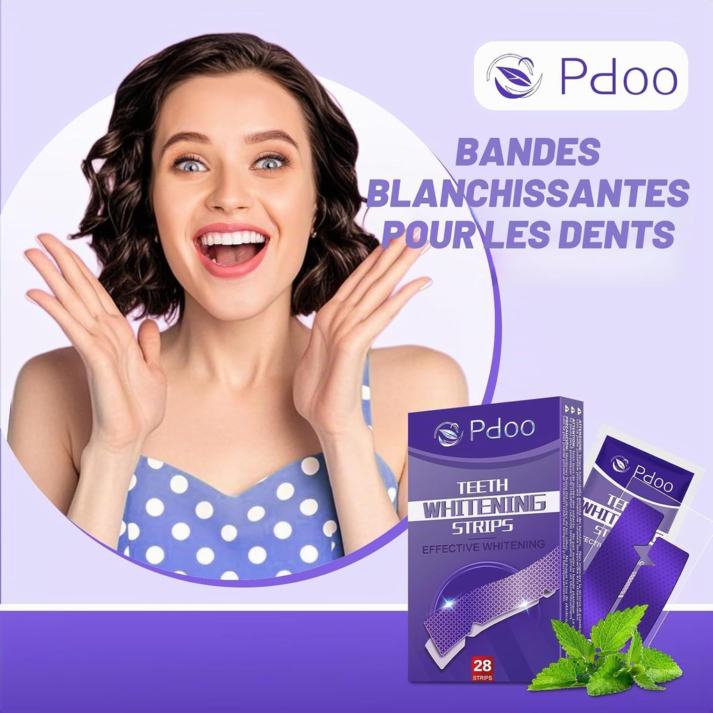 Pdoo Purple Teeth Whitening Strips – 28 Strips (14-Day Kit)